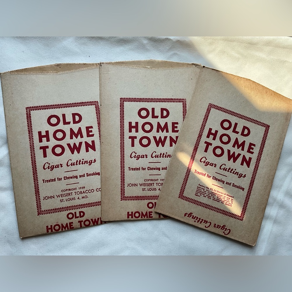 Vintage Lot of 3 Old Home Town cigar Cuttings Bags John Weisert Tobacco Co USA